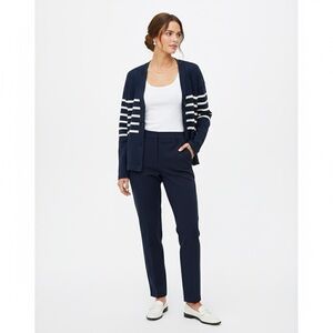 SPANX AirEssentials Cardigan Striped Midnight Navy Size M Old Money Quiet Lux